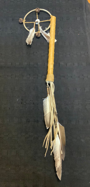 Navajo handcrafted Traditional Medicine Wheel dance stick. LZ129