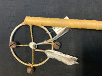 Navajo handcrafted Traditional Medicine Wheel dance stick. LZ129
