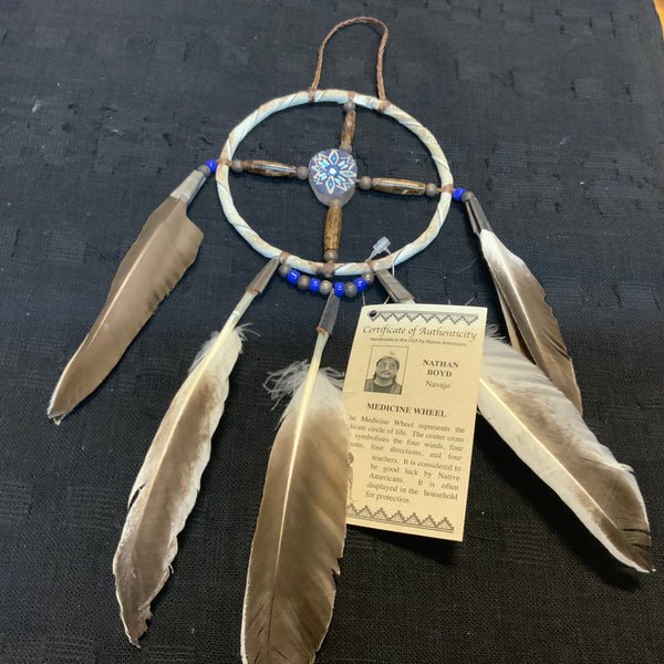 Navajo handcrafted Medicine Wheel. 4”.  LZ145