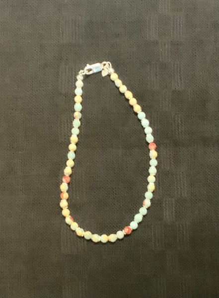 Sea Sediment Jasper stones handcrafted into an Ankle Bracelet.  9” long, SR1063 FREE SHIPPING IN THE CONTINENTAL USA.