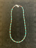 Kingman turquoise and  natural color coral necklace with sterling silver.  21” long, SR1060 FREE SHIPPING IN THE CONTINENTAL USA.