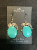Navajo handcrafted sterling silver earrings with genuine turquoise  LZ638