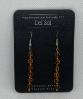 Genuine Amber earrings with hypoallergenic stainlesss steel beads and ear wires.   EP138. Free Shipping on con’t USA.