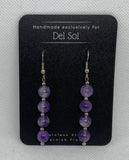 Genuine Amethyst stone earrings with hypoallergenic stainless steel beads and ear wires.  EP137 FREE SHIPPING IN THE CONTINENTAL USA.