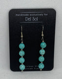 Turquoise stone earrings with hypoallergenic stainless steel beads and ear wires.  EP136 FREE SHIPPING IN THE CONTINENTAL USA.