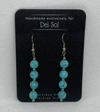 Genuine Howlite stone (dyed turquoise) earrings with hypoallergenic stainless beads and ear wires.  EP134 FREE SHIPPING IN THE CONTINENTAL USA.