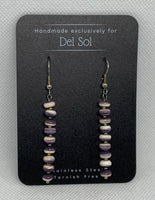 Genuine Quahog (Wampum) shell earrings with hypoallergenic stainless steel beads and ear wires.  EP133 FREE SHIPPING IN THE CONTINENTAL USA.