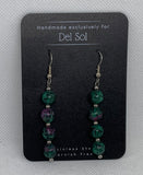Genuine Ruby Zosite stone earrings with hypoallergenic stainless steel beads and ear wires.  EP131 FREE SHIPPING IN THE CONTINENTAL USA.