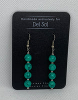 Genuine Howlite stone ( dyed turquoise) earrings with hypoallergenic stainless steel beads and wires.  EP130 FREE SHIPPING IN THE CONTINENTAL USA.