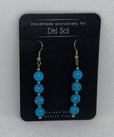 Genuine Howlite stone (dyed turquoise) earrings with hypoallergenic stainless steel beads and posts.  EP127 FREE SHIPPING IN THE CONTINENTAL USA.