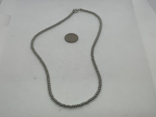 Stainless Steel 3.5 mm beaded necklace in 18” length.  USA made.  Z 1027 FREE SHIPPING IN THE CONTINENTAL USA.