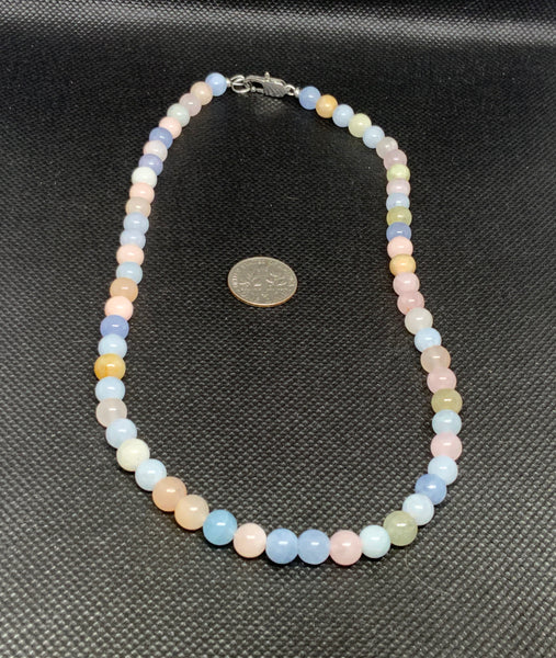 Genuine Morganite stone necklace with hypoallergenic EP106. 16” long FREE SHIPPING IN THE CONTINENTAL USA.