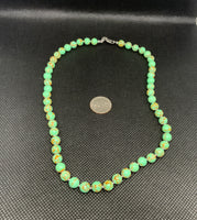 Genuine Gold Vein Howlite (in dyed green color) necklace with hypoallergenic stainless steel beads and clasp. EP118 FREE SHIPPING IN THE CONTINENTAL USA.