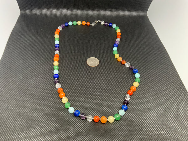 Rainbow Agate necklace with hypoallergenic stainless steel beads and clasp.  20”. EP111 FREE SHIPPING IN THE CONTINENTAL USA.