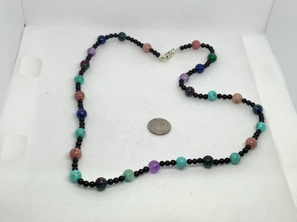 Gemstone variety 24” necklace with sterling silver.  SR2044  Ships Free in Con't USA