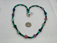 Multi Gemstone necklace in a 20” length with sterling silver. SR2040    Ships Free in Con't USA