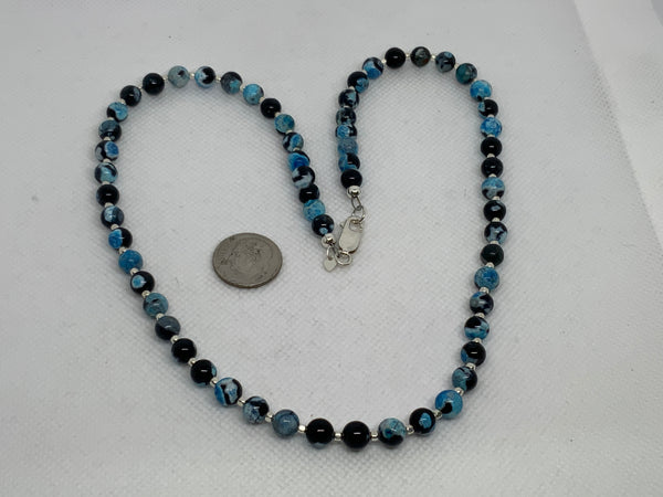 Dragon Vein stone necklace in 19.5” with sterling silver.  SR2039    Ships Free in Con't USA
