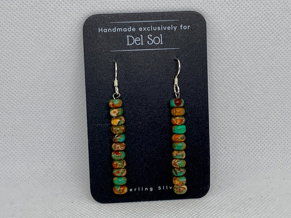 Turquoise composite earrings with sterling silver.  SR2036   Ships Free in Con't USA