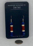 Genuine Red Jasper, Lapis, Petrified wood and sterling silver earrings.  SR2054   Ships Free in Con't USA