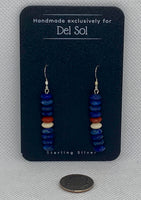 Genuine Lapis, Red Jasper, Petrified wood, and sterling silver earrings. SR2053    Ships Free in Con't USA