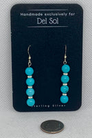 Genuine Turquoise and sterling silver earrings, 1.75” top to bottom, SR2050   Ships Free in Con't USA
