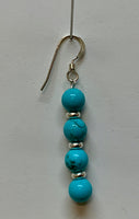 Genuine Turquoise and sterling silver earrings, 1.75” top to bottom, SR2050   Ships Free in Con't USA
