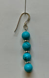 Genuine Turquoise and sterling silver earrings, 1.75” top to bottom, SR2050   Ships Free in Con't USA