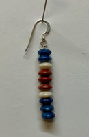 Genuine Red Jasper, Lapis, Petrified wood and sterling silver earrings.  SR2054   Ships Free in Con't USA