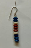Genuine Red Jasper, Lapis, Petrified wood and sterling silver earrings.  SR2054   Ships Free in Con't USA