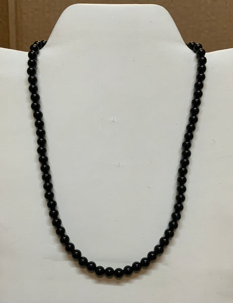 Black Onyx 6mm beads with sterling silver in an 18” necklace.  SR1137    Ships Free in Con't USA