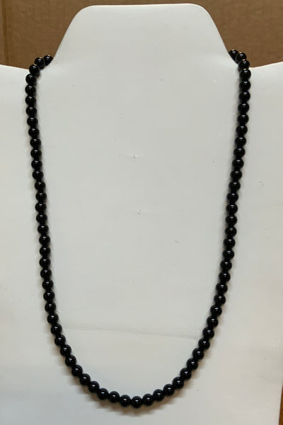 Black Onyx 6mm beads with sterling silver in a 20” necklace.  SR1138     Ships Free in Con't USA