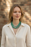 Peru Turquoise stones (6mm) necklace in a 52” length with sterling silver.  SR 2011   Ships Free in Con't USA