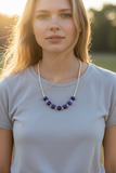 Handcrafted sterling silver necklace with 5  stones in Light Sugulite.  18”. SR1125 FREE SHIPPING IN THE CONTINENTAL USA.