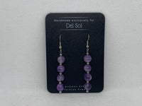 Genuine Amethyst stone earrings with hypoallergenic stainless steel beads and ear wires.  EP137 FREE SHIPPING IN THE CONTINENTAL USA.