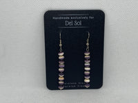 Genuine Quahog (Wampum) shell earrings with hypoallergenic stainless steel beads and ear wires.  EP133 FREE SHIPPING IN THE CONTINENTAL USA.