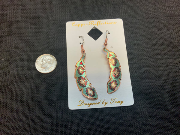 Copper Reflections solid copper earrings #6788-4. .24” x 1.5”. Hypoallergenic wires. FREE SHIPPING IN THE CONTINENTAL USA.