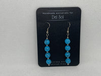Genuine Howlite stone (dyed turquoise) earrings with hypoallergenic stainless steel beads and posts.  EP127 FREE SHIPPING IN THE CONTINENTAL USA.