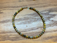 Handcrafted Bumblebee Jasper stone necklace with sterling silver.  17” long, 9 mm, SR1014 FREE SHIPPING IN THE CONTINENTAL USA.
