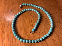 Handcrafted turquoise stone 17” necklace with hypoallergenic stainless steel clasp.  EP147