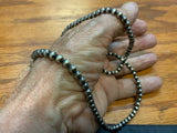 Navajo Style Pearls, aka Desert Pearls, sterling silver, 5mm, 20” long, USA made, SR1011