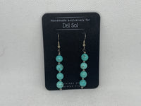 Turquoise stone earrings with hypoallergenic stainless steel beads and ear wires.  EP136 FREE SHIPPING IN THE CONTINENTAL USA.