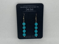 Genuine Howlite (dyed turquoise) stone earrings with hypoallergenic beads and ear wires.  EP132 FREE SHIPPING IN THE CONTINENTAL USA.