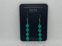 Genuine Howlite stone ( dyed turquoise) earrings with hypoallergenic stainless steel beads and wires.  EP130 FREE SHIPPING IN THE CONTINENTAL USA.