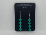Genuine Howlite stone ( dyed turquoise) earrings with hypoallergenic stainless steel beads and wires.  EP130 FREE SHIPPING IN THE CONTINENTAL USA.
