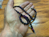 Handcrafted Purple 6mm Tiger Eye necklace with sterling silver.  19”, SR1023 FREE SHIPPING IN THE CONTINENTAL USA.