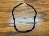 Handcrafted Purple 6mm Tiger Eye necklace with sterling silver.  19”, SR1023 FREE SHIPPING IN THE CONTINENTAL USA.