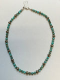 Genuine Turquoise round beads with Sterling-Silver  24 " necklace. A.S.   NAVPRL.SILVER24