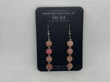 Genuine Rhondonite stone earrings with hypoallergenic stainless steel beads and wires.  EP129 FREE SHIPPING IN THE CONTINENTAL USA.