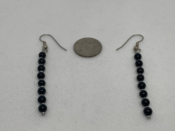 Black Onyx Earrings In hypoallergenic stainless steel.  EP102. Free Shipping in Con’t USA.