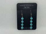 Genuine Howlite stone (dyed turquoise) earrings with hypoallergenic stainless beads and ear wires.  EP134 FREE SHIPPING IN THE CONTINENTAL USA.